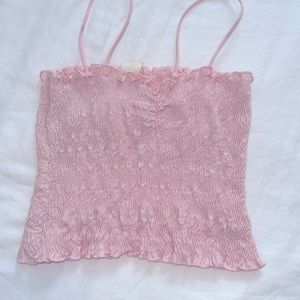 Urban Outfitters Europe Pink Smocked Cropped Tank